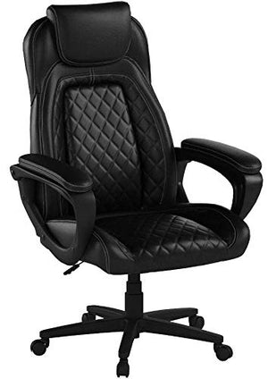 OFM ESS Collection Racing Style SofThread Leather High Back Office Chair, in Black (ESS-6060)