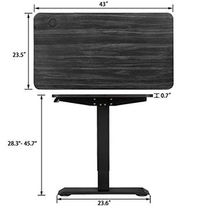 Furmax Electric Adjustable Height Desk Office Computer Sit Stand Home Workstation T-Shaped Metal Frame with 44 x 24 Inches Wood Tabletop (Black)