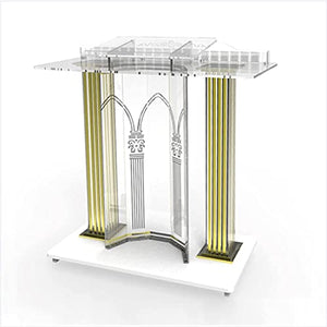 JOuan Clear Acrylic Church Podium Stand with Wheels