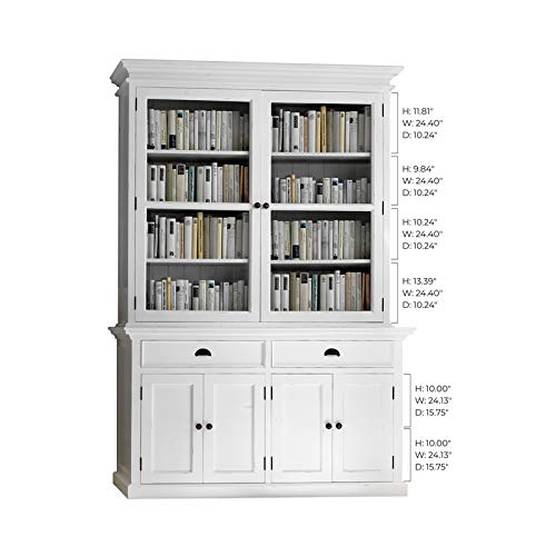 Beaumont Lane Wood China Cabinet/Hutch Buffet/Bookcase in Pure White