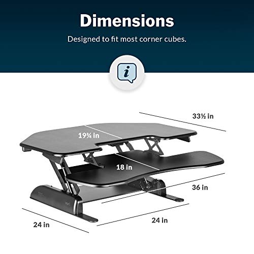 VariDesk Cube Corner 36 by Vari – Cubicle Standing Desk Converter for Dual Monitors – Height Adjustable Stand Up Desk – No Assembly Required