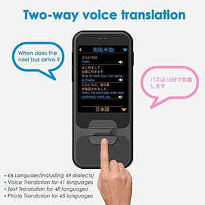 None Language Translator Device - Portable Two-Way Voice Interpreter - 68 Language Smart Translations in Real Time (Black)