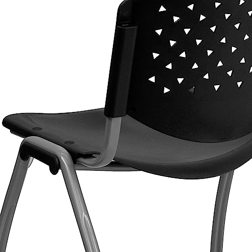 Flash Furniture HERCULES -5 Pack 880 lb. Capacity Black Plastic Stack Chair