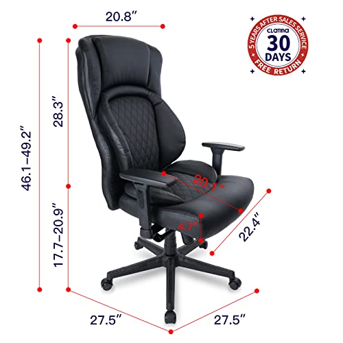 CLATINA Executive Office Chair with Headrest, Armrest, and Lumbar Support - Ergonomic Leather (2 Pack)
