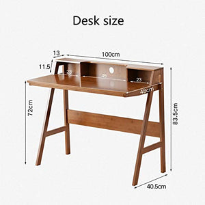 Shelf Computer Desk, 39.4" Bamboo Home Office Desk, Workstation with Storage Compartment for Office/Study/Bedroom, Easy to Assemble