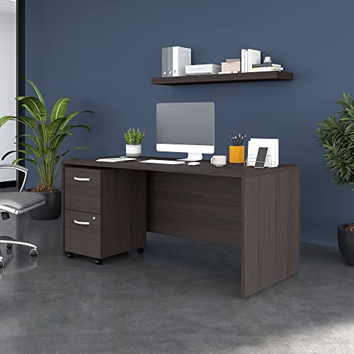 Bush Business Furniture Studio C Office Desk with Mobile File Cabinet, 66W x 30D, Storm Gray