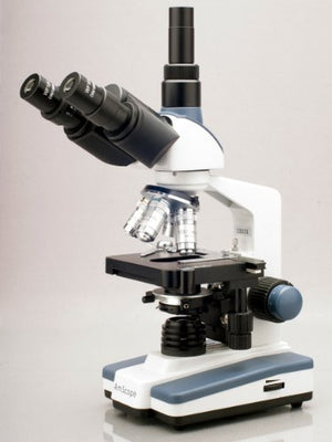 AmScope T120B-5M Digital Professional Siedentopf Trinocular Compound Microscope, 40X-2000X Magnification, WF10x and WF20x Eyepieces, Brightfield, LED Illumination, Abbe Condenser with Iris Diaphragm, Double-Layer Mechanical Stage, 100-240VAC, Includes 5MP