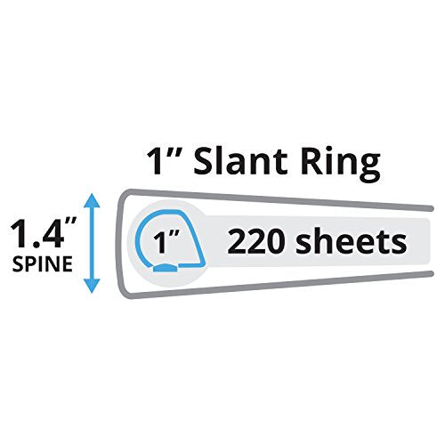 Avery Heavy-Duty Nonstick View Binder, 1" One Touch Slant Rings, 220-Sheet Capacity, DuraHinge, Shadow Gray (05303)