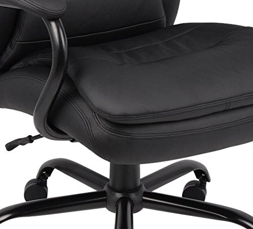 Boss Office Products B991-CP Heavy Duty Double Plush LeatherPlus Chair with 350lbs Weight Capacity in Black