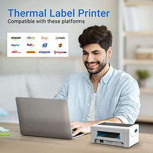 Shipping Label Printer - 4x6 Label Printer for Small Business, Thermal Label Printer 1-Click Setup on Windows & Mac, Thermal Label Maker Compatible with Amazon, USPS, Ebay, Shopify, etc