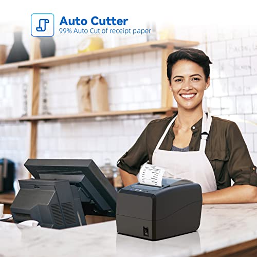 Thermal Receipt Printer, Itari POS Printer Support USB/Serial/Ethernet(LAN) and Cash Drawer for Android, Windows, Mac, Linux and Chromebook with Auto-Cutter and Alarm Reminder (Black)