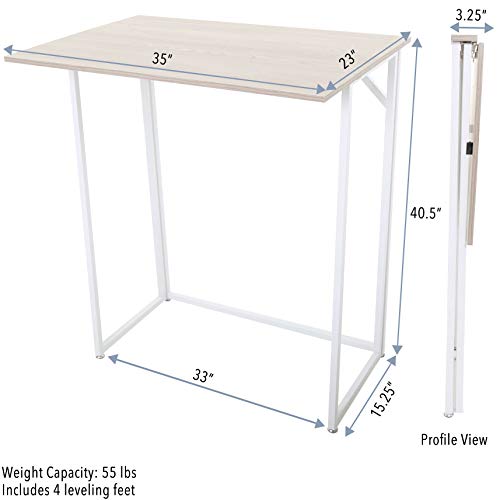 Joy Folding Standing Desk by Stand Steady | Compact Stand Up Desk for Home Office | Space-Saving Foldable Workstation with Modern Wood Print | Easy Assembly (Maple / 35 in x 23 in)