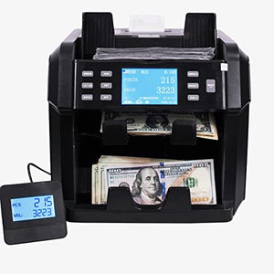 Trank Mixed Denomination Bill Counter, 2-Pocket, with Counterfeit Detection Bank Grade, Multi Currency, Built in Printer