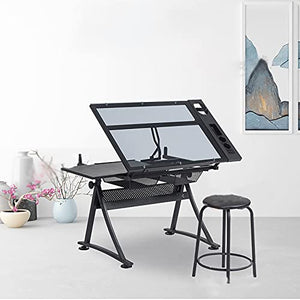 VejiA Liftable Glass Painting Table - American Children Adult Art Work Drafting Table