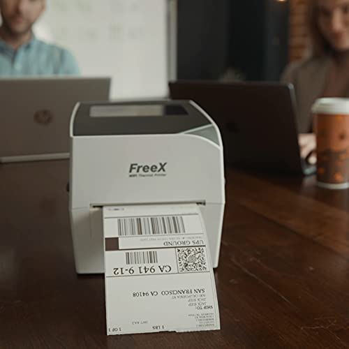FreeX WiFi SuperRoll Thermal Printer for 4x6 Shipping Labels | White, Wireless Shipping Labels Printer | Works with Zebra, Brother, Dymo Labelwriter 4XL, Rollo, Munbyn, MFlabel, Comer, Polono Labels