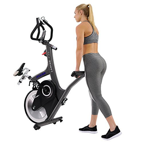 Sunny Health & Fitness Asuna 7130 Lancer Cycle Exercise Bike with Magnetic Resistance Belt Rear Drive, 33 LB Flywheel, Dual Caged/Clipless (SPD) Pedals, 285 LB Max Weight