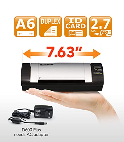 Plustek D600plus Duplex Card Scanner with ID Recognition Software - Reads US & Canadian Driver’s License/ID Card in 2.7 Seconds