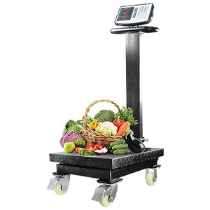 KDFWYDS Industrial Platform Weight Scale with Wheels - Digital Shipping Postal Scales LED Display - Black, 1000kg/500g