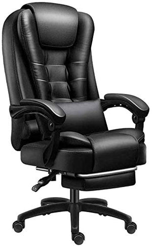 KouRy High Back Leather Executive Office Chair with Flip-up Arms and Adjustable Tilt Angle - Black
