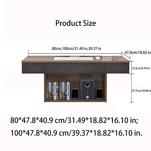 Multi Function Wall Mounted Computer Desk Laptop PC Table Writing Study Table Home Office Desk Workstation Floating Desk with Large Storage Area Shelves for HOM Office Bedroom,Walnut,39.37 in