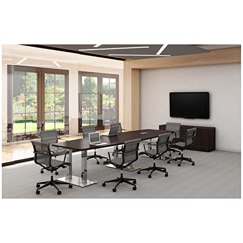 Generic 8 ft Modern Executive Conference Room Table with Metal Steel Legs - Mahogany