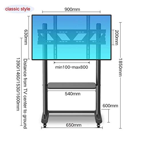 YokIma Mobile TV Stand for 55-80 Inches Screen with Rolling Wheels and Height Adjustment