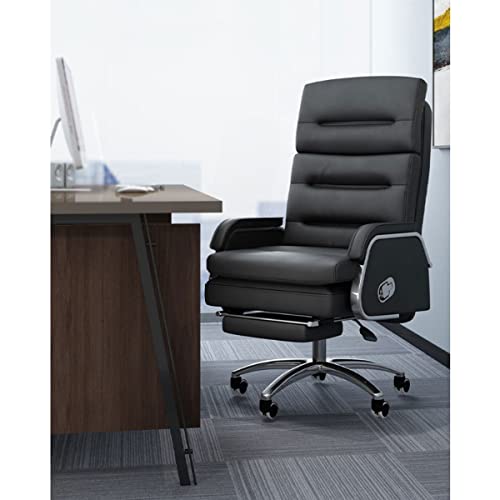 XZBXGZWY Boss Chair with Footrest and Cowhide Backrest