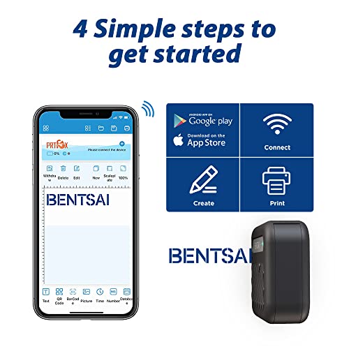 BENTSAI B10 Mini Handheld Printer Mobile Printer Wirless WiFi Printer with iOS/Android APP (Yellow) for DIY Printing T-Shirt Printing QR-Code Barcode Production Date Logo Batch Series Number
