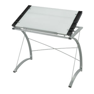 Safco Products 3966TG Xpressions Glass Top Drafting Table, Metallic Gray Frame