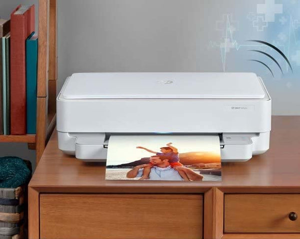 HP Envy 6052e All-in-One Wireless Color Inkjet Printer, Print Copy Scan, 2-Sided Printing, WiFi USB Bluetooth Connectivity, 6 Months Instant Ink Included, White, W/Silmarils Printer Cable