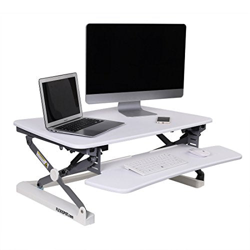 FlexiSpot 35" Wide Platform Height Adjustable Standing Desk, Removable Keyboard Tray, White (M2W)