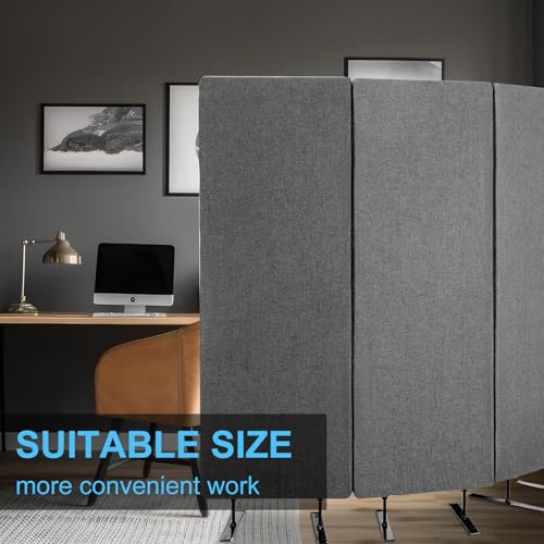 Pangda Privacy Divider 3-Pack, 72 x 66 Inch Acoustic Panel for Noise Reduction (Dark Gray)