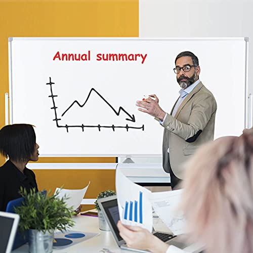 Large Mobile Rolling Magnetic Whiteboard - Adjust 360° 70 x 36 Inches Double Sided Dry Erase Board with Stand, Portable White Board Easel on Wheels for Office, Home & Classroom