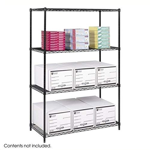 Safco Products 5294BL Industrial Wire Shelving Starter Unit 48"W x 24"D x 72"H (Add-On Unit and Extra Shelf Pack sold separately), Black