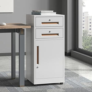 WAOCEO Metal 2 Drawer File Cabinet with Lock, Fully Assembled - White