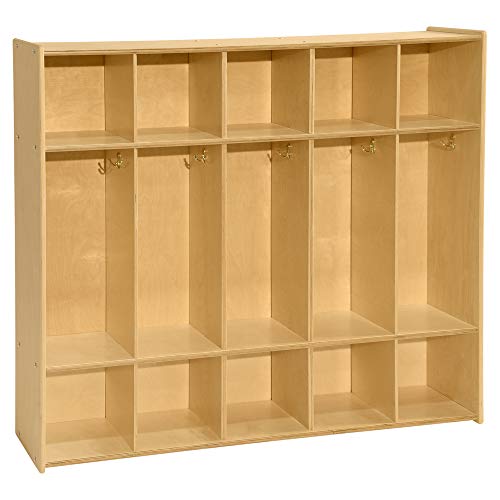 Contender 54" 5 Section Daycare Cubby Coat Locker With Bench And Storage, Wooden Backpack Organizer with Hooks for Classroom [Greenguard Gold Certified]