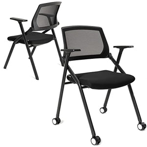 VACYOVKE 6 Pack Conference Room Chairs with Wheels - Mid-Back Guest Reception Set