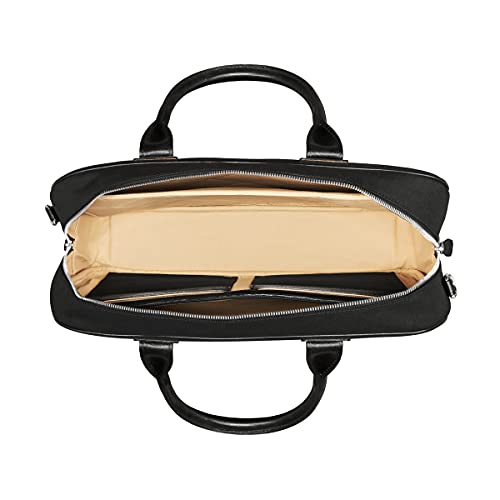 Maxwell Scott Men’s Luxury Quality Water-Resistant Canvas & Leather 15 Inch Laptop Bag - Calvino Canvas Black