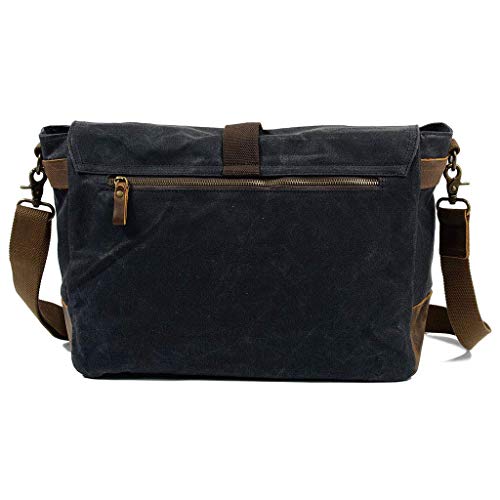 FXZMJN Black Business Briefcase, Leather Canvas Bag, Large Capacity Waterproof Computer Bag, Multifunctional Travel Anti-Theft Bag