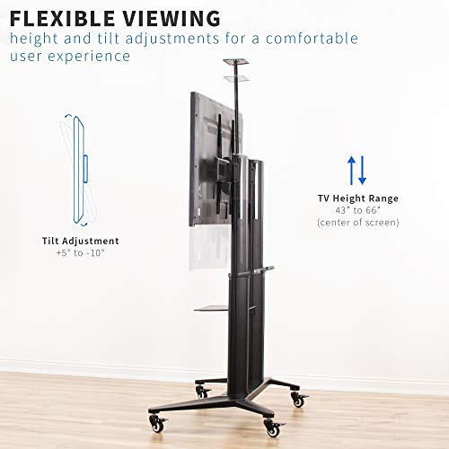 VIVO Mobile TV Cart for 32-120 inch Screens up to 308 lbs, Black, STAND-TV120B