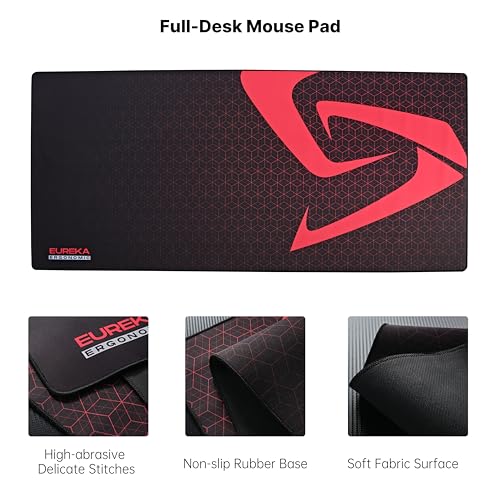EUREKA ERGONOMIC 65" Electric Height Adjustable Gaming Desk with RGB LED Lights and Extended Mouse Mat