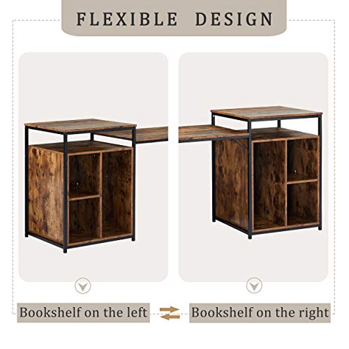 Veryke Computer Desk Home Office Desk Workstation with Storage Shelf, Writing PC Table with CPU Storage Space & Printer Stand, Space Saving Design(Brown)