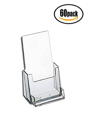 Source One Premium Counter Top Acrylic Clear Brochure Holder with Business Card Holder 4 Inch Wide (S1-CT-TRIWBC) (60 Pack)