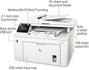 HP Laserjet Pro MFP M227fdw D All-in-One Wireless NFC Monochrome Laser Printer - Print Scan Copy Fax - 2.7" Touchscreen, 30 ppm, 1200x1200 dpi, 8.5 x 14, Auto Duplex Printing, 35-Sheet ADF, Ethernet