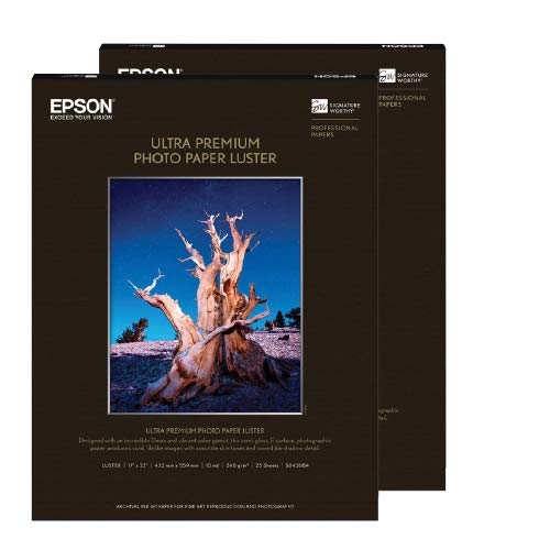 Epson Ultra Premium Photo Paper Luster 17 x 22" 2 Pack (50 Sheets) & Cloth