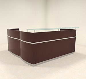UTM Furniture Modern Glass L Shape Reception Desk Set, RO-NAP-R6