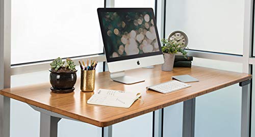 UPLIFT Desk V2 Bamboo Standing Desk 1" Thick Rectangular Carbonized Bamboo Desktop, Height Adjustable Frame (Industrial), Adv. Memory Keypad & Wire Grommets (Black), Bamboo Motion-X Board (72" x 30")