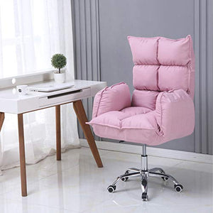 Sofa Computer Chair, Modern Mid-Back Upholstered Office Chair w/Wheels, Ergonomic Executive Desk Chair, Adjustable Swivel Computer Task Chair for Home Office Bedroom Living Room (Pink)