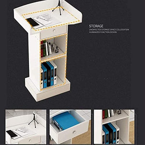 JOuan Lectern Podium Stand with Drawer, Portable Wooden Presentation Table