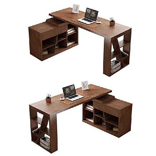 PC Desk Multifunctional Study Room Desk Home Office Laptop Workstation with Bookshelf and Rotatable Locker - Modern Luxury Writing Desk (Color: A) (B)